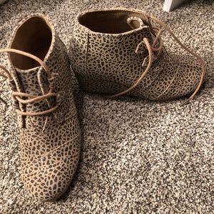 TOMS Cheetah print wedge bootie
